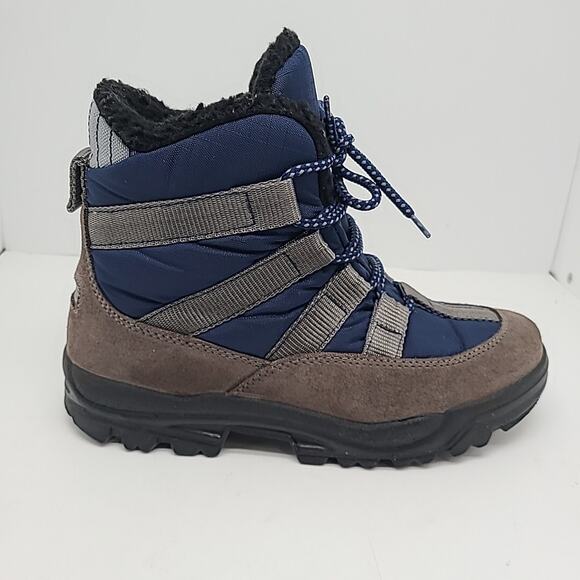 L.L. Bean Winter Snow Boots Leather Lace Up Blue Gray Brown Warm Size 8 Women’s - Picture 5 of 9